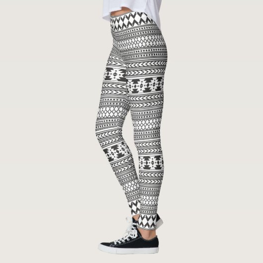 Zwart-witAztec afdrukken Leggings (Links)