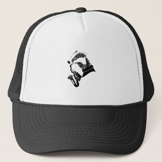 Zwart-witbadger Saxophone  Trucker Pet (Voorkant)