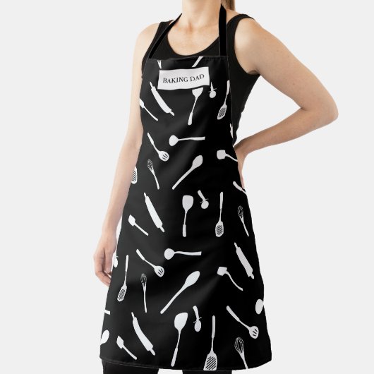 Zwart-witbakken Papa, gereedschap, keukenSchort Schort (Insitu)