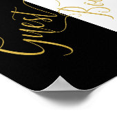 Zwart-witband gouden trouwbord poster (Hoek)