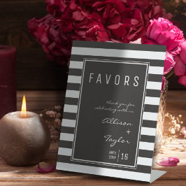 Zwart-witband met minimalistische bruiloft reclamebord met voetstuk