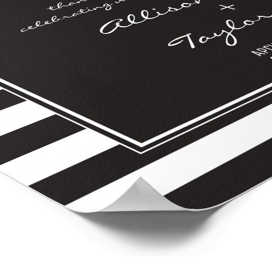 Zwart-witbandje met minimalistische bruiloft poster (Hoek)
