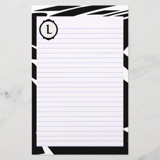 Zwart-witbankierwerk met monogram briefpapier (Voorkant)