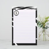 Zwart-witbankierwerk met monogram briefpapier (Staand voorkant)