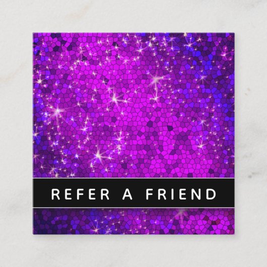 Zwart-witbedrijf Paars Glitter Salon Spa Afsprakenkaartje (Voorkant)