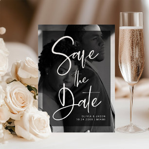 Zwart-witbekleding   De foto bewaart de Datum Magnetische Uitnodiging