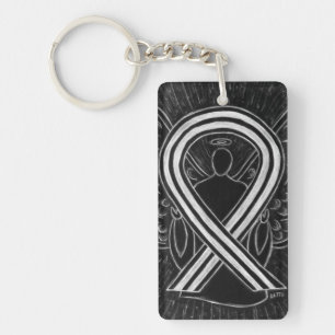 Zwart-witbewustzijn Ribbon Angel Key-keten Sleutelhanger
