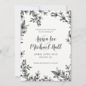 Zwart-witbladeren Aangepaste bruiloft opslaan Datu Save The Date (Voorkant)