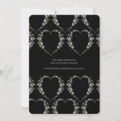 Zwart-witbloem Heart Gothic Wedding Kaart (Achterkant)
