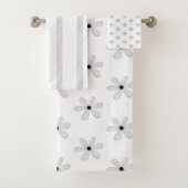 Zwart-witbloemen Stripe Bathroom-handsets Bad Handdoek (Insitu)
