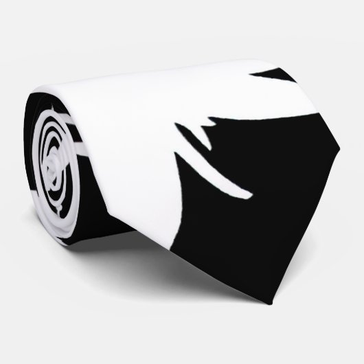 Zwart-witbloemen Stropdas (Opgerold)