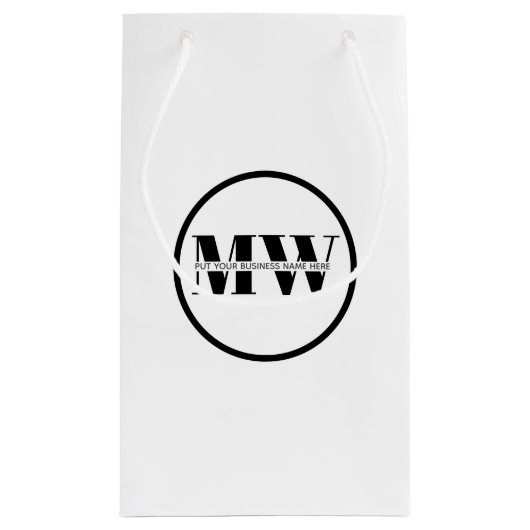 Zwart-witboek bedrijfsnaam Monogram Aangepaste Log Klein Cadeauzakje (Achterkant)