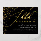 Zwart-witboek en gouden Confetti Folie Uitnodiging Briefkaart (Voorkant)