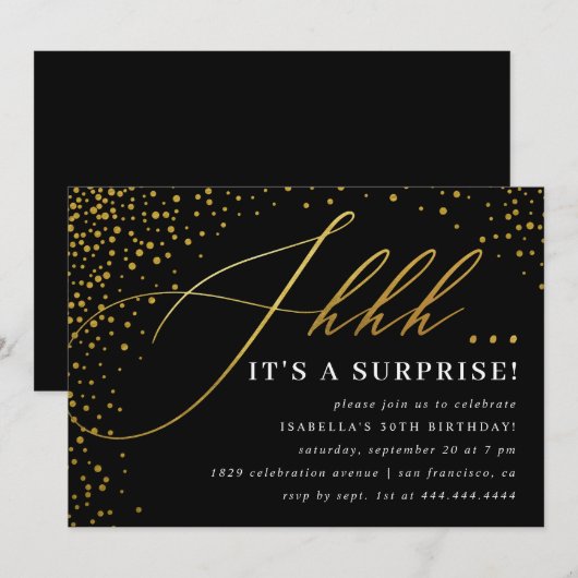 Zwart-witboek en gouden Confetti Kaart (Voorkant / Achterkant)