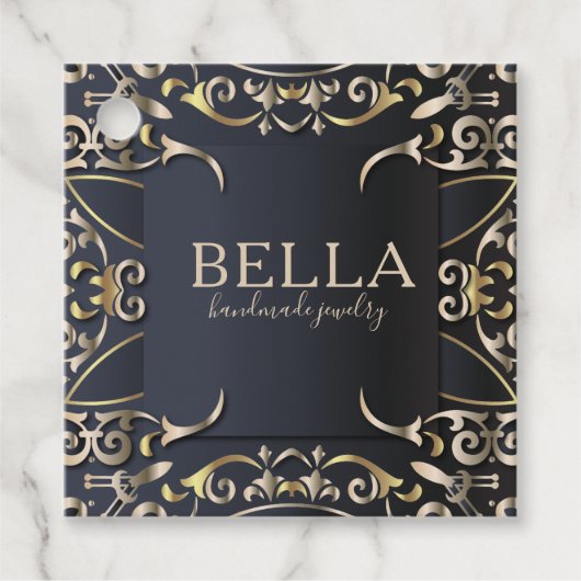 Zwart-witboek en goudluxe Roche Baroque bedrijfsna Bedankjes Labels (Voorkant)