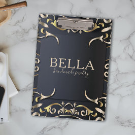 Zwart-witboek en goudluxe Roche Baroque bedrijfsna Klembord