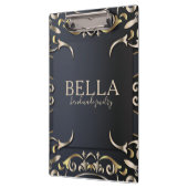 Zwart-witboek en goudluxe Roche Baroque bedrijfsna Klembord (Links)