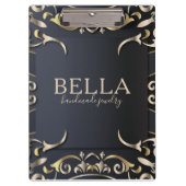 Zwart-witboek en goudluxe Roche Baroque bedrijfsna Klembord (Voorkant)