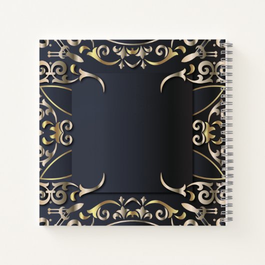 Zwart-witboek en goudluxe Roche Baroque bedrijfsna Notitieboek (Achterkant)