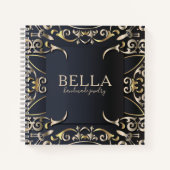 Zwart-witboek en goudluxe Roche Baroque bedrijfsna Notitieboek (Voorkant)
