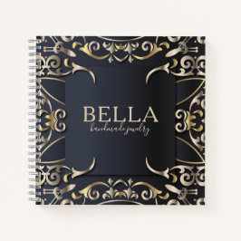 Zwart-witboek en goudluxe Roche Baroque bedrijfsna Notitieboek