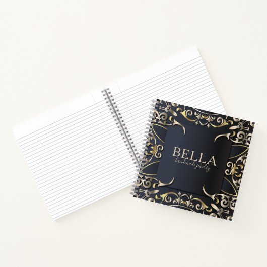 Zwart-witboek en goudluxe Roche Baroque bedrijfsna Notitieboek (Binnen)