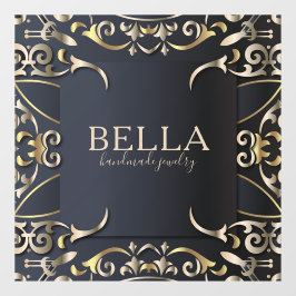 Zwart-witboek en goudluxe Roche Baroque bedrijfsna Raamsticker