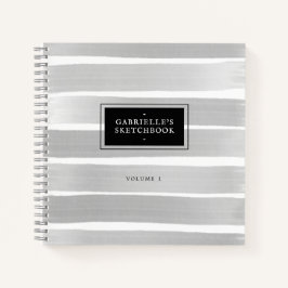 Zwart witboek Grijze strepen met Jouw naam Notitieboek