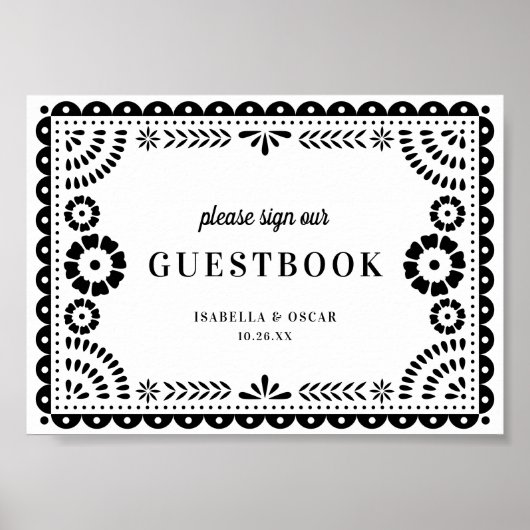 Zwart-witboek Picado Weddenschap Guestbook Poster (Voorkant)