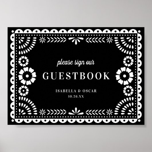 Zwart-witboek Picado Weddenschap Guestbook Poster (Voorkant)