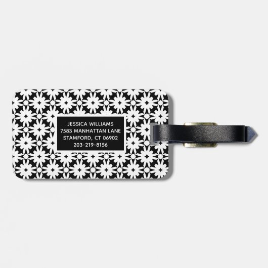 Zwart witboek ventilatorketpatroon bagagelabel (Achterkant horizontaal)