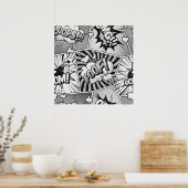 Zwart-witboek Word Art Collage Poster (Keuken)