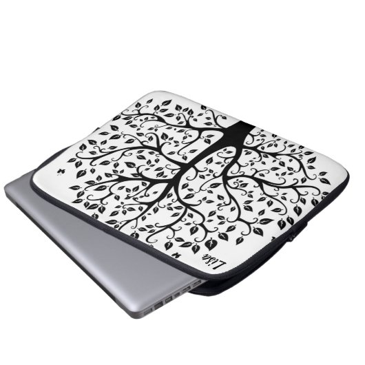 Zwart-witboom van Life Electronics Bag Laptop Sleeve (Voorkant onderkant)