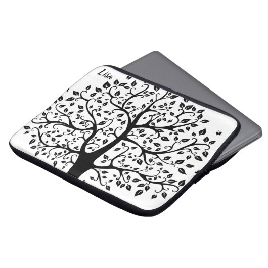 Zwart-witboom van Life Electronics Bag Laptop Sleeve (Voorkant top)