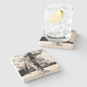 Zwart-witboomlandschap Stenen Onderzetter (Zijkant)