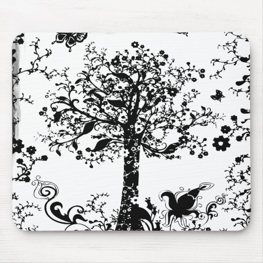 Zwart-witboomvlinder Silhouette Muismat (Voorkant)