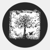 Zwart-witboomvlinder Silhouette Ronde Sticker (Voorkant)