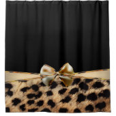 Zwart-witbord en goudblauw op luipaard Cheetah Die Douchegordijn (Voorkant)