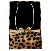 Zwart-witbord en goudblauw op luipaard Cheetah Die Medium Cadeauzakje (Voorkant)