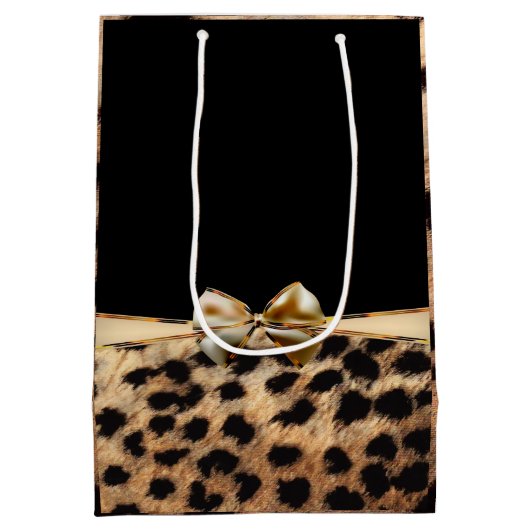 Zwart-witbord en goudblauw op luipaard Cheetah Die Medium Cadeauzakje (Achterkant)