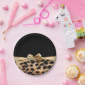 Zwart-witbord en goudblauw op luipaard Cheetah Die Papieren Bordje (Feest)