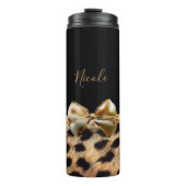 Zwart-witbord en goudblauw op luipaard Cheetah Die Thermosbeker (Voorkant)