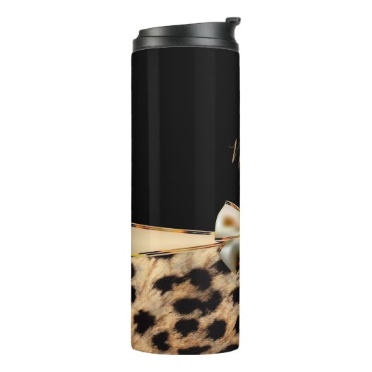 Zwart-witbord en goudblauw op luipaard Cheetah Die Thermosbeker (Gedraaid links)