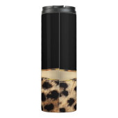 Zwart-witbord en goudblauw op luipaard Cheetah Die Thermosbeker (Achterkant)