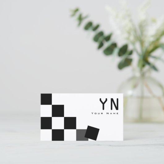 Zwart-witbord met monogram en foto's visitekaartje (Staand voorkant)