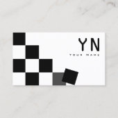 Zwart-witbord met monogram en foto's visitekaartje (Voorkant)