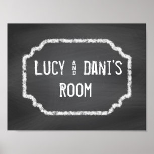 Zwart-witbord-roommuurkunst Poster