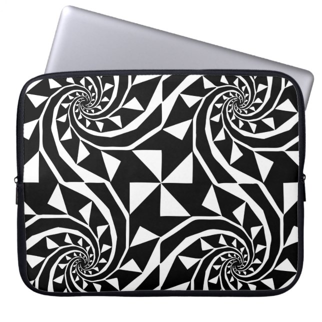 Zwart-witbordontwerp, ornament kunst, thuis laptop sleeve (Voorkant)