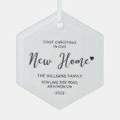 Zwart-witbriefing Nieuw thuisadres Kerstmis Glas Ornament (Voorkant)