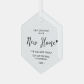 Zwart-witbriefing Nieuw thuisadres Kerstmis Glas Ornament (Voorkant links)
